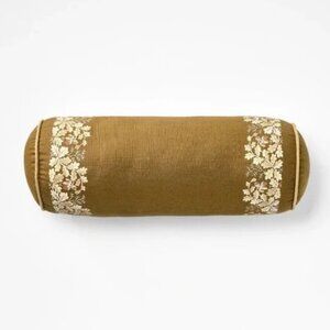 Threshold Olive Leaf Printed Floral Bolster Pillow NWOT